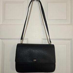 DKNY Black Vegan Leather Shoulder Bag